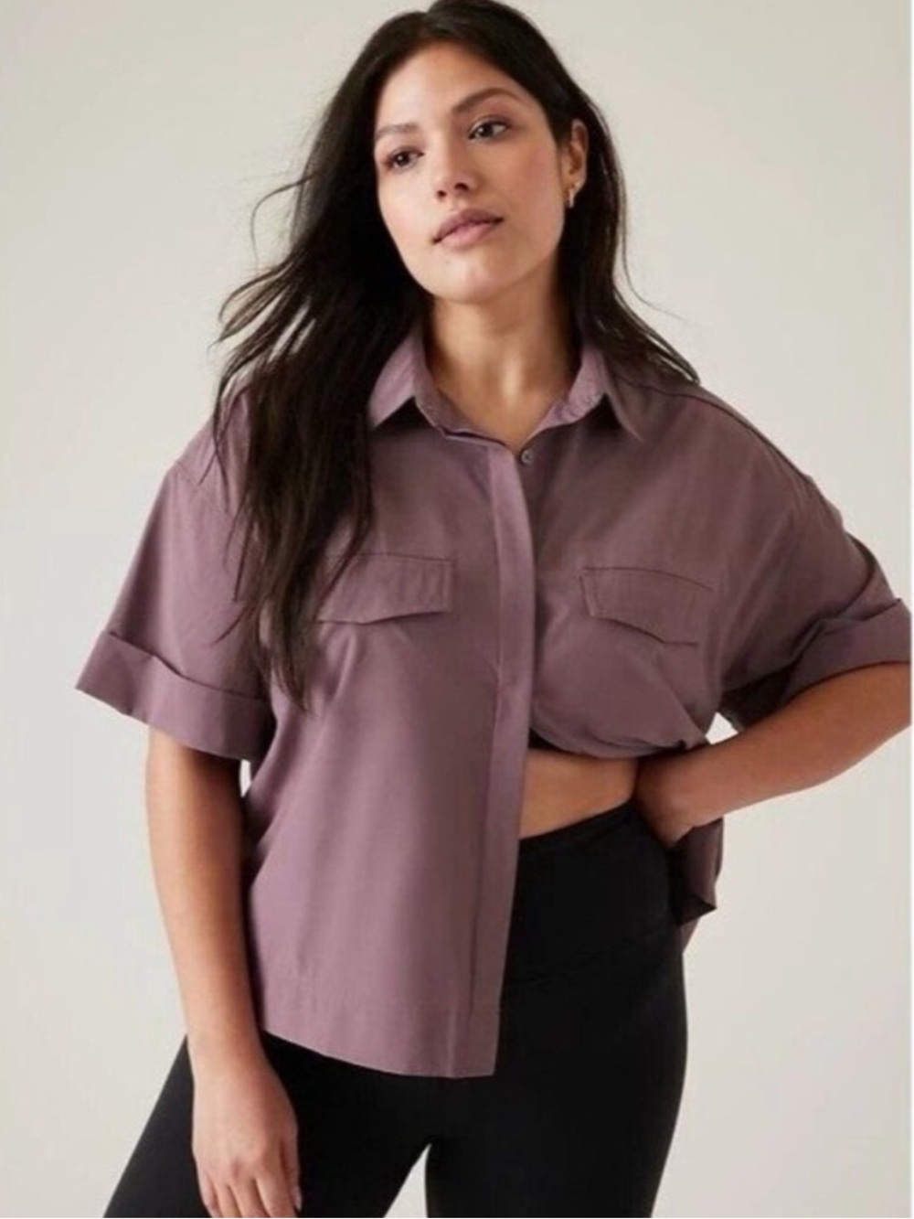 Athleta Short-Sleeve Packable Hike Button Front Shirt